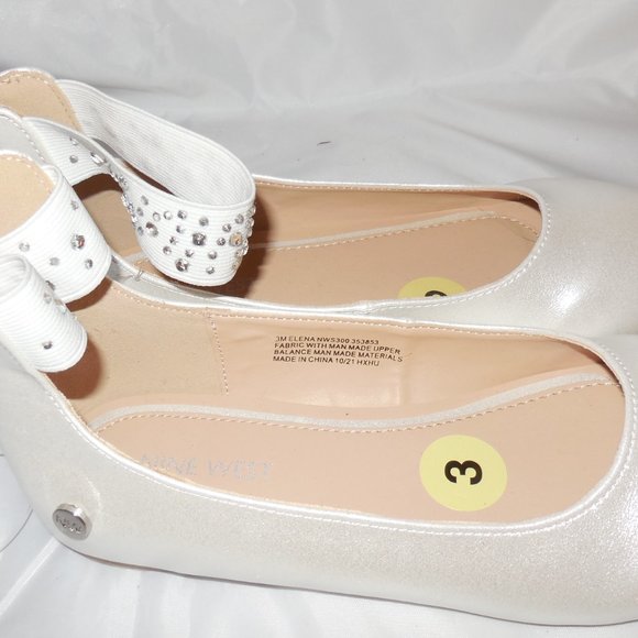 Nine West Elen Flats Ankle Strap Size 3 (Litle Girls) NEW Rhinostones - Picture 5 of 7